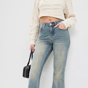 THE RAGGED PRIEST Ripley Dirty Wash Pinstripe Baggy Boot Cut Jeans